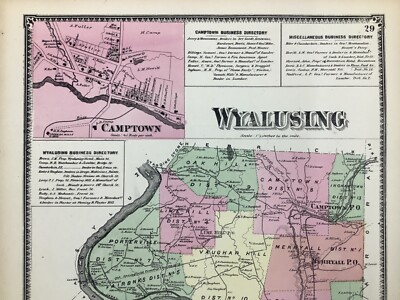 1869 Atlas Map Wyalusing Township Bradford County Pennsylvania