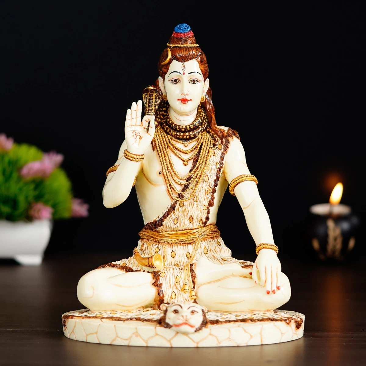 Hindu Shiva Sitting on Base In Meditation Pose Sculpture Idol Bholenath  Figurine | eBay