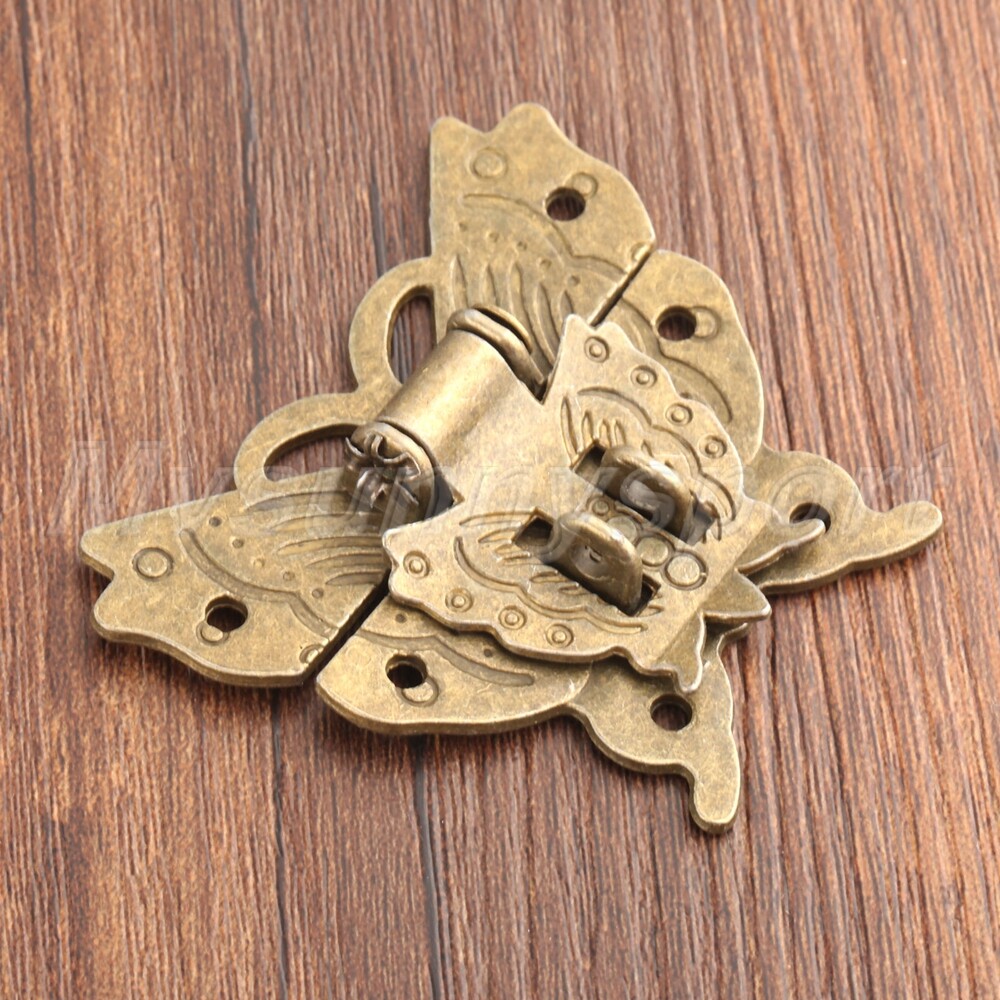 Antique Bronze Zinc Alloy Wooden Box Latch Clasp Butterfly Hasp Lock Vintage HQ