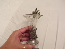 VTG Bud Vase Glass & Metal