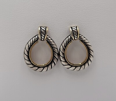 Multi-Toned Pear Drop Swirl Stud Earrings .925 Sterling Silver - BS308