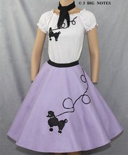 3-Pc Lavender Poodle Skirt Outfit  Adult Size MEDIUM  Waist 30"- 37"