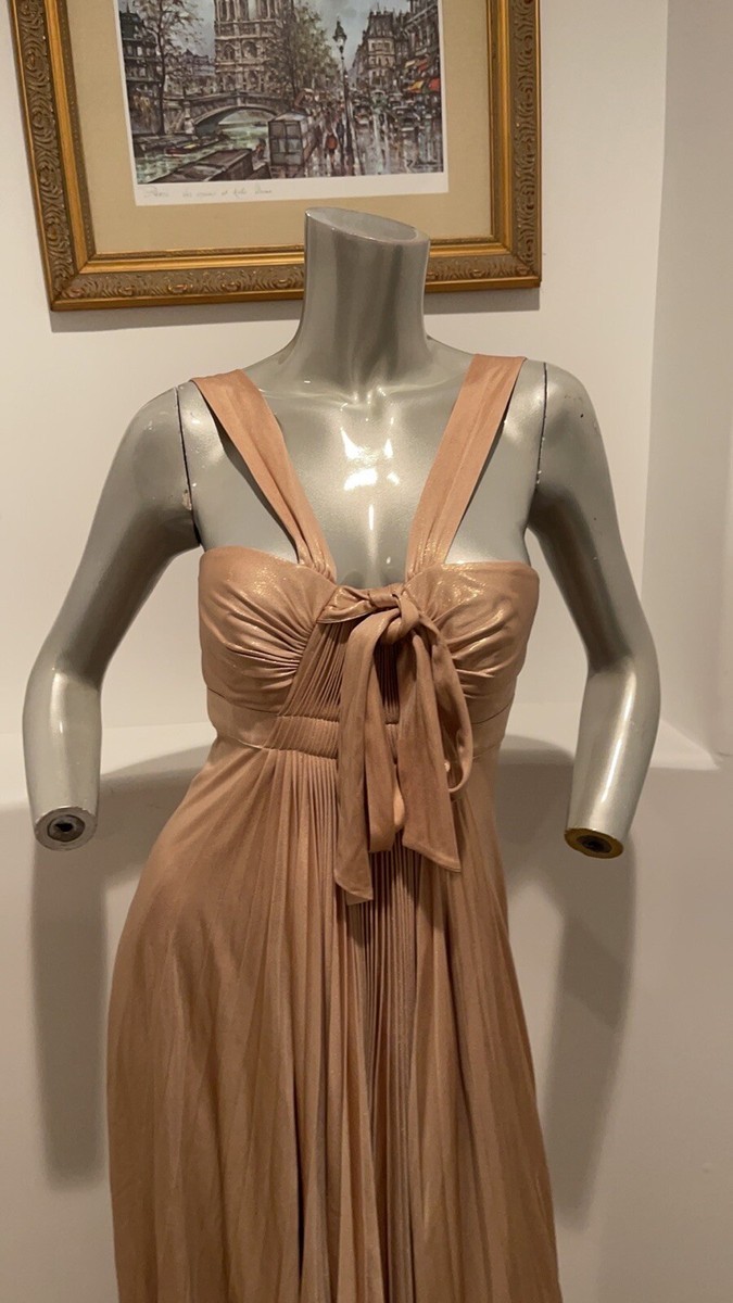 BCBGMAXAZRIA Halter Gold Maxi Dress Size S | eBay