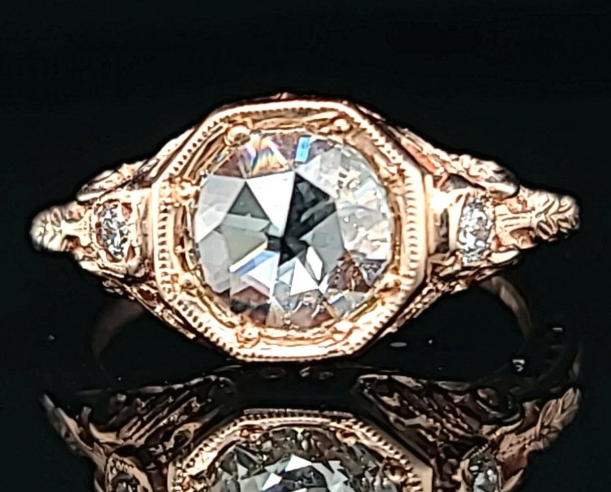Art deco rose online gold engagement ring