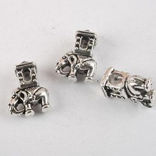 4pcs dark silver-tone elephant bead fit bracelet 8234