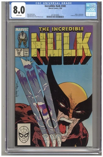 Incredible Hulk  # 340  CGC  8.0   White pgs  Feb. 1988   Hulk vs Wolverine