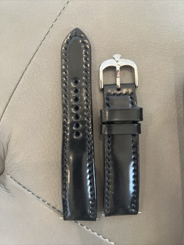 Custom Black Genuine Horween Leather 20mm Watch Strap Custom Made in USA