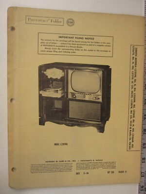 SAMS Photofact Folder ZENITH Models L2259E, L2260R, L2261E, L2266R, L2270, L2287