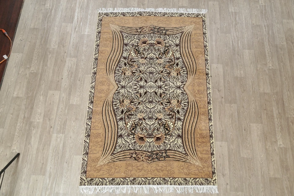 Impresionante Alfombra Moderna Floral Suave Marfil Turca Oriental Acrílico Alfombra 5x7 Foto 2 de 4