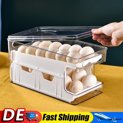 2 Tier Automatic Rolling Egg Holder Egg Container for Kitchen Fridge Countertop 