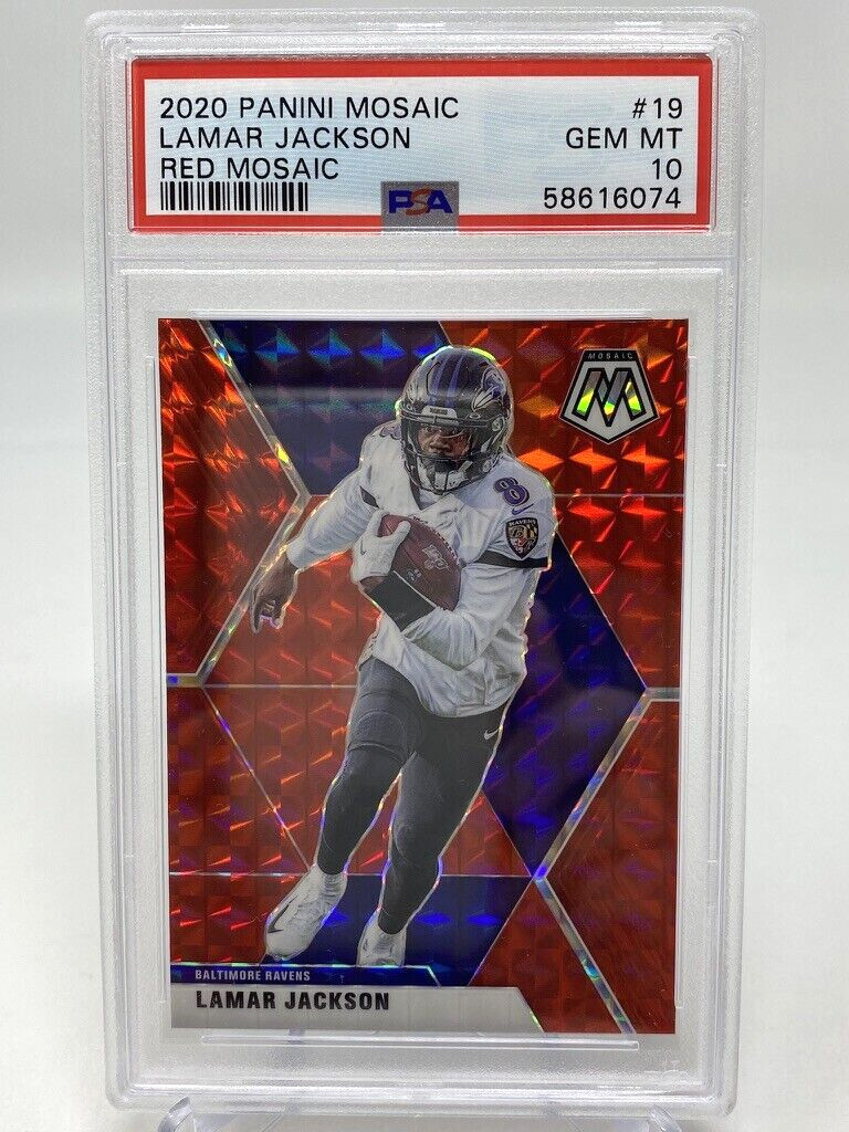 2020 Panini Mosaic #19 Lamar Jackson Red Mosaic - PSA 10