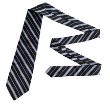 Brooks Brothers Makers Tie Men's Blue Stripe 100 Silk Necktie Handmade In USA