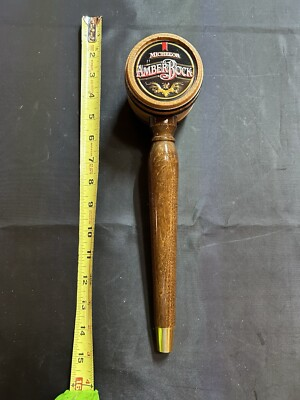 #ad Rare Michelob Amber Bock Wooden Whiskey Barrel Beer Tap Handle $30.00