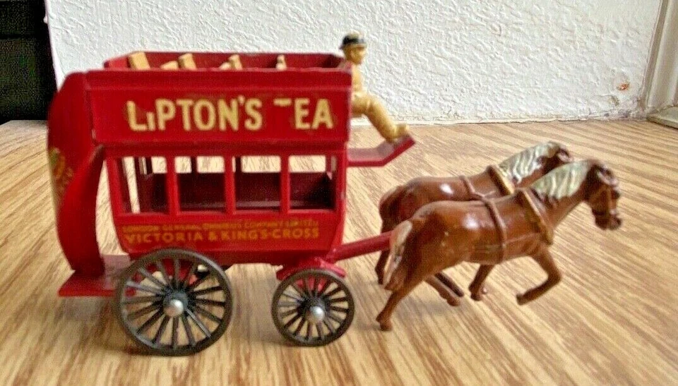 MATCHBOX LIPTON'S TEA HORSE DRAWN DOUBLE DECKER BUS MB #12 - Image 2 of 4