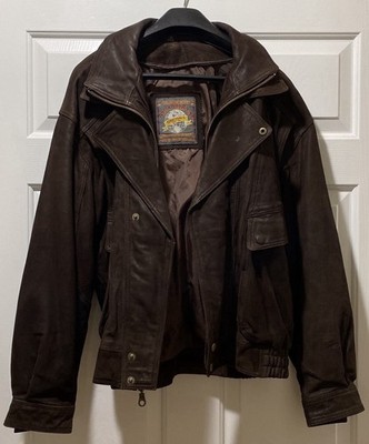 Wilsons Brn Leather Adventure Bound Zip Jacket Mens M~Lined ~Conceal Pocket ~90s