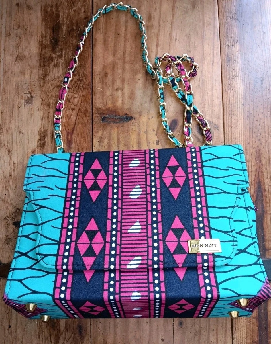 MAK NISY Shoulder Bag W/Multicolored Southwestern Design 