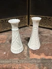 Vintage Milk Glass Bud Vases Hoosier Glass and Anchor Hocking White 6” Pair