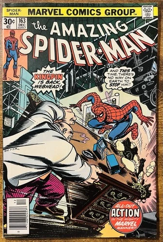 THE AMAZING SPIDER-MAN 163 KINGPIN DAVE COCKRUM COVER MARVEL 1976 VINTAGE