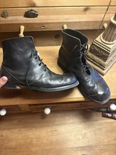 CYDWOQ Women  s Black Leather Lace Up Ankle Boots 40 Retail 468 EUC