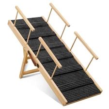Wooden Dog Ramp Adjustable Folding Portable Pet Ramp for Bed Couch Car G