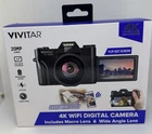 Vivitar 4K WiFi Digital Camera With Macro and Wide Lens Color- Black VECXX101