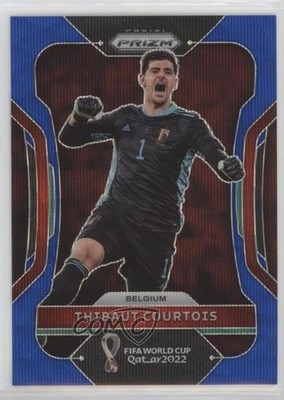 2022 Panini Prizm World Cup Qatar Blue Wave 8/199 Thibaut Courtois #21 0zb3