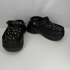 Crocs Bae Studded Platform Faux Leather Clogs Black Women's Size 5 Goth Punk