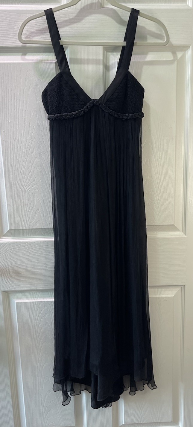 Laundry By Shelli Segal Black Silk Chiffon Maxi Dress Size 0