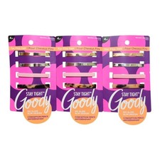 3x Goody Stay Tight No Slide Barrettes Hair Clips For Fine Hair 4Ct