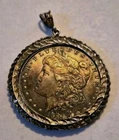 1900 Morgan Silver Dollar With Silver Bezel. Nice Condition