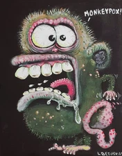 ORIGINAL PAINTING ON CANVAS 8x10  CREEPY EYEBALL MONKEY P0X MONSTER SIGNED OOAK
