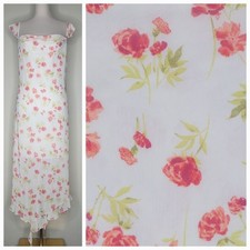 Kirious L White Floral Slip Dress Y2K Milkmaid Fairy Garden Tea Party Whimsical