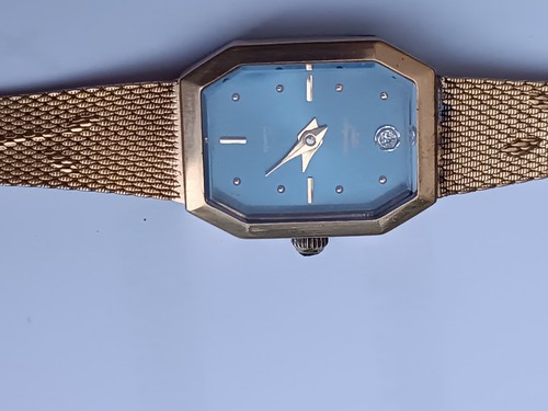 Jules Jurgensen ladies tank mesh bracelet gold tone quartz watch - Picture 5 of 14