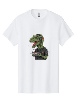 Cassette-T-Rex Mens Graphic Tee, 100% Cotton, Casual Summer Wear