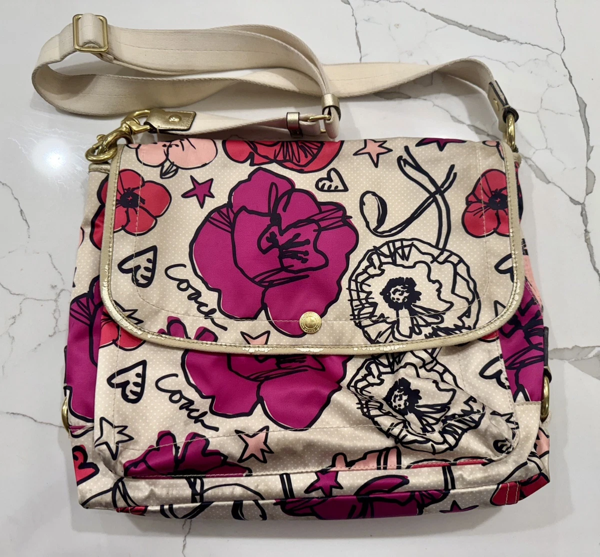 バッグ COACH Poppy Floral Shoulder Bag Pink Y2K Coach Poppy Shoulder Bag Pink Bags & Handbags for Women for sale