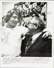 1974 Press Photo Weeb Ewbank, Joe Namath at retirement announcement in New York