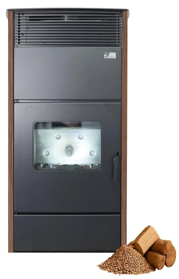 FUEGO Kombi Kaminofen Country Hybrid Holz Pellet wasserführend Nussbaum 20-34 kW - Bild 2 von 4