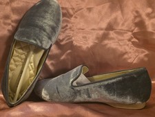 Birdies The Starling Velvet Flats Blue/ Grey Quilted Insole Classic Comfort