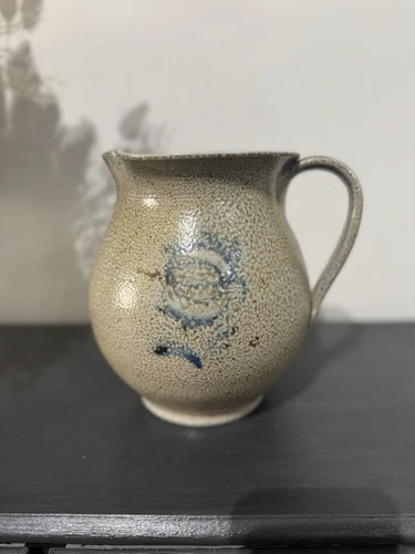 Studio Crafted Pottery - Jugtown Ware 7.75” Pitcher Drip Salt Glazed NC Vintage