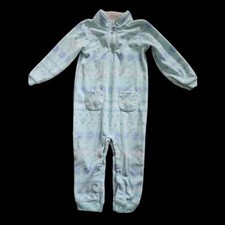  CARTER  S Blue Snowflake Print Fleece Jumpsuit Romper Girls 24 months