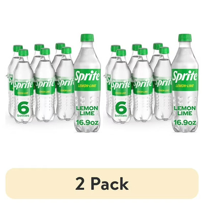 (2 pack) Sprite Lemon-Lime Caffeine Free Soda Pop Bottles, 16.9 fl oz, 6 Pack
