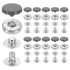 20 Set Snap Fasteners, 12mm #633 Zinc Alloy Press Studs Buttons, Dark Gray