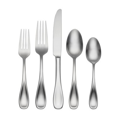 H221045AL20 Brushed Satin Voss 45 Piece Everyday Flatware Set, Service For 8