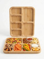 Premium Bamboo Charcuterie Board Divided Serving Platter Party Tray