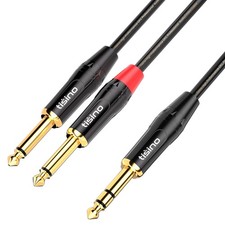 6.6 ft 1/4 TRS Stereo to Dual 1/4 TS Mono Insert Cable, Y-Splitter Cord