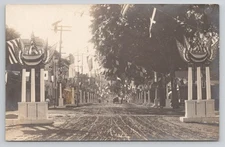 Cooperstown NY Centennial Celebration 1907 RPPC Flag Lined Main Street
