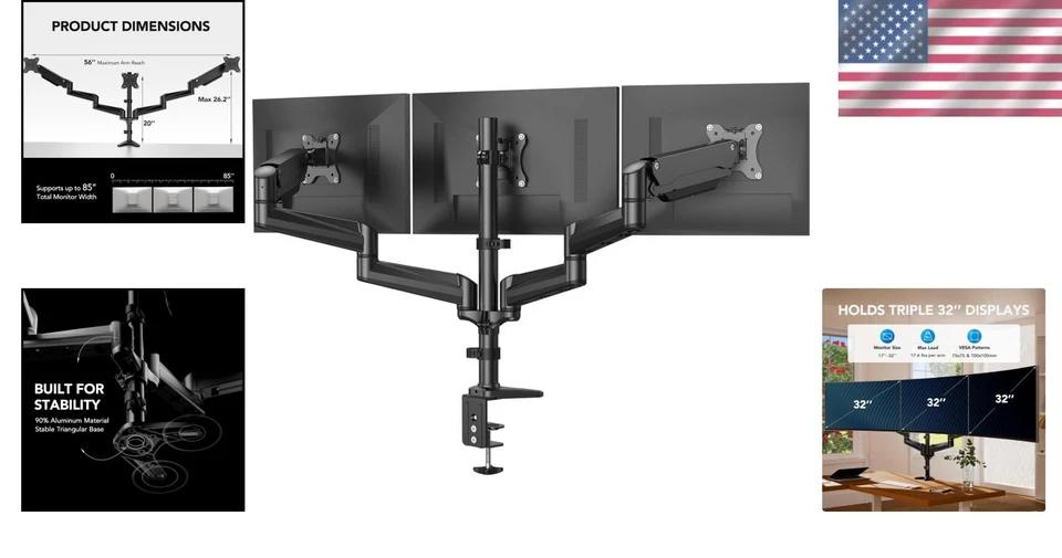 Triple Monitor Stand Rotation Clamp - Image 2 of 4