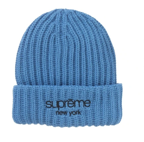 Bonnet côtelé épais logo Supreme Classic bleu neuf FW24