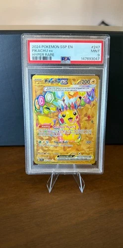 Pokémon Pikachu ex Hyper Rare Holo 247/191 Sv08 Graded PSA 9 English