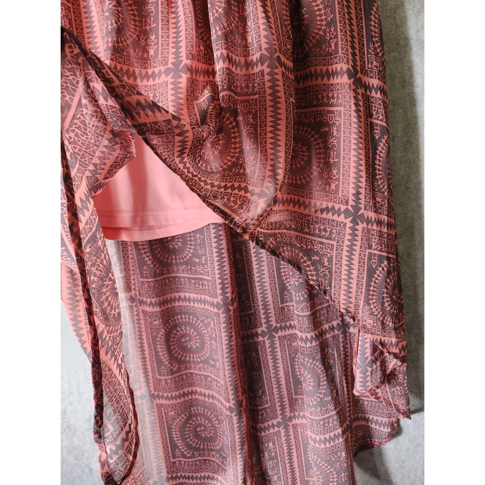 Falda UMGEE Naranja Rojo Diseño Tribal Alta Baja Gitana Hippie Boho Fluida Talla S Foto 4 de 4